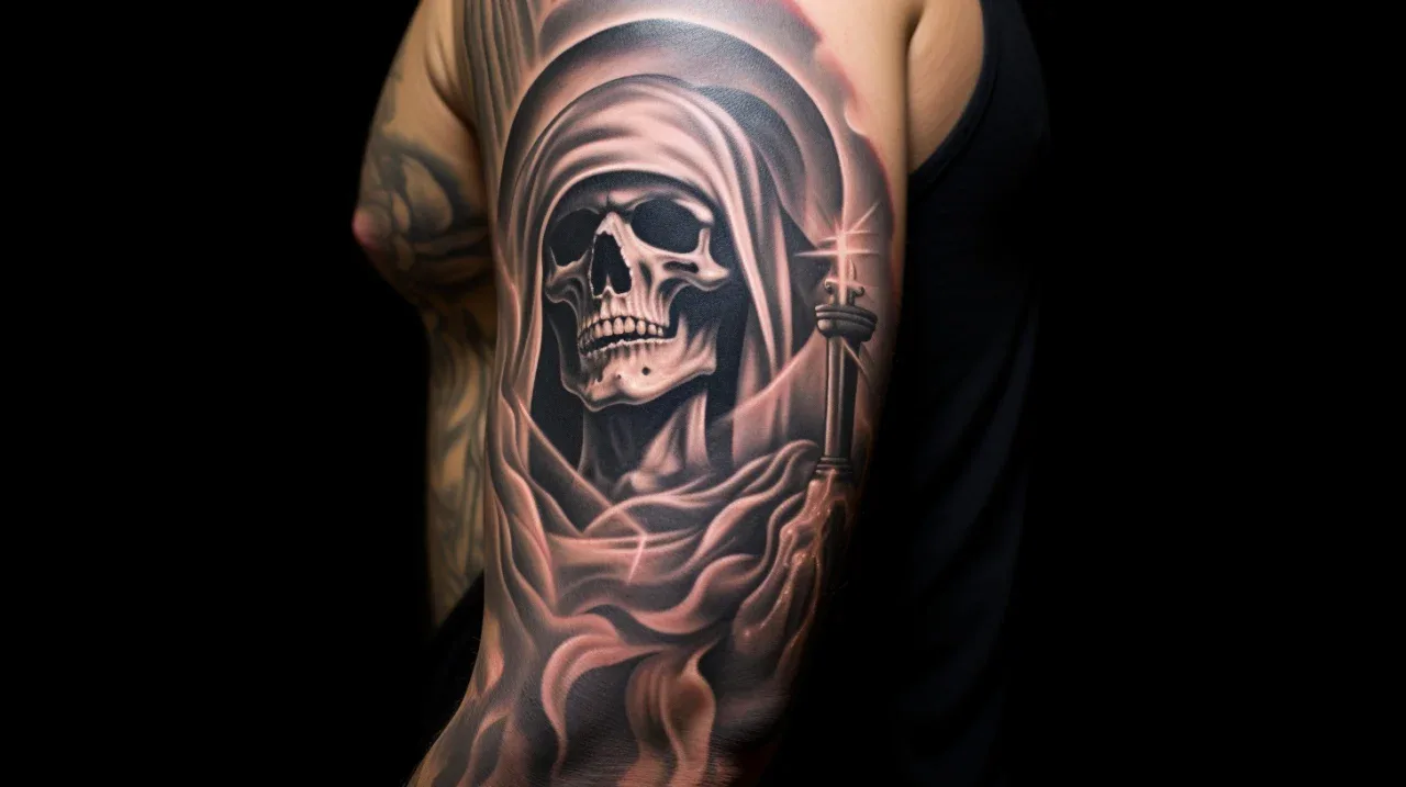 tatuajes de la santa muerte en el brazo